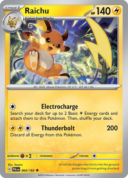 Raichu - 64/193 - Normal - NM - Uncommon - Paldea Evolved