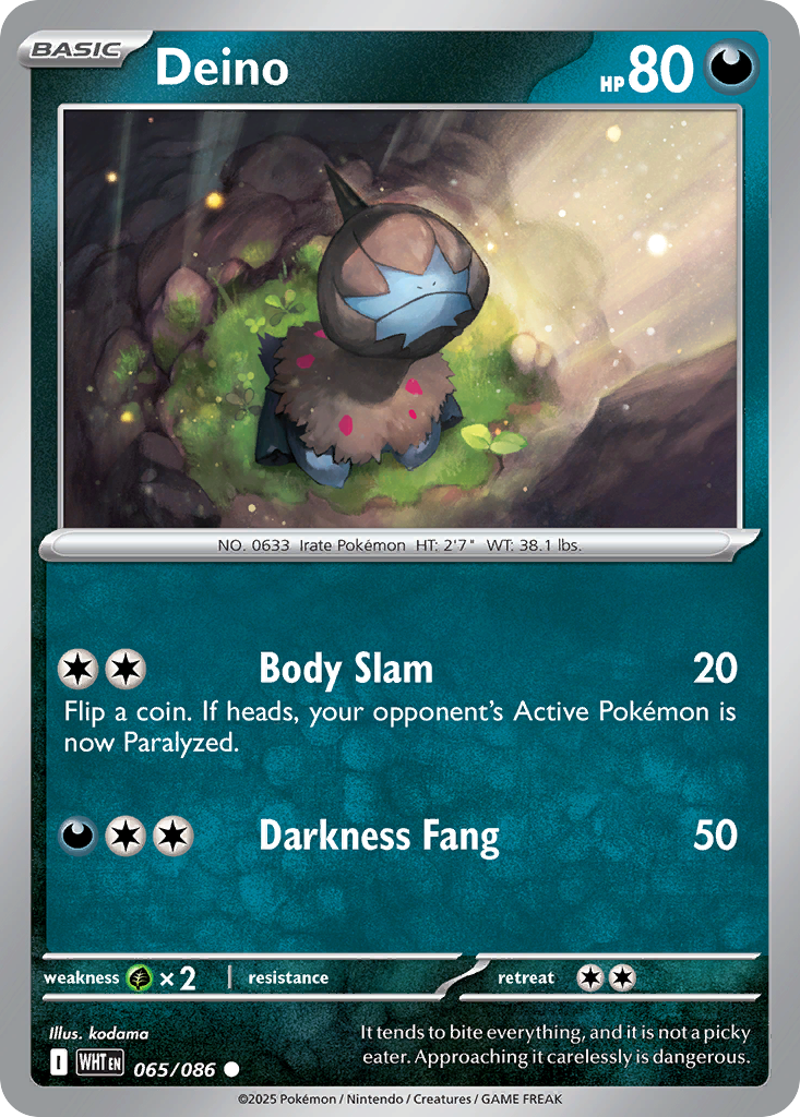 Deino - 65/86 - Reverse Holofoil - NM - Common - White Flare