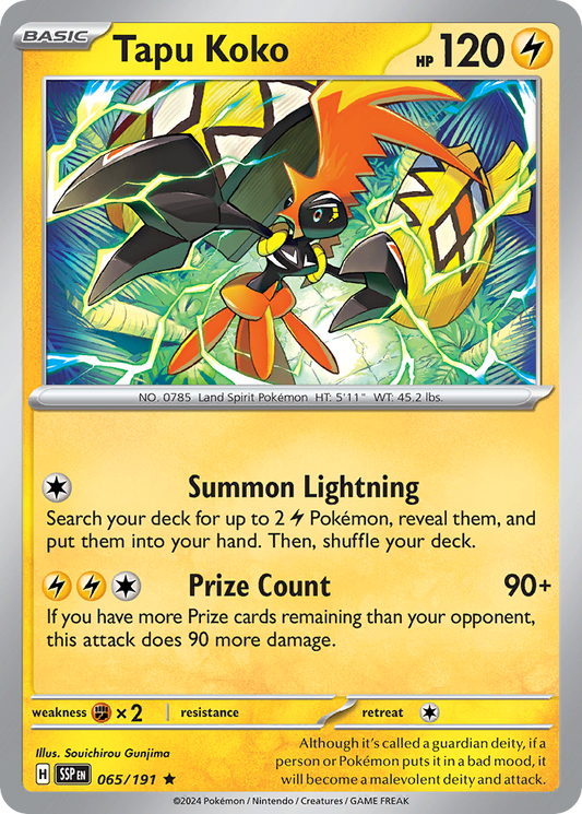 Tapu Koko - 65/191 - Holofoil - NM - Rare - Surging Sparks