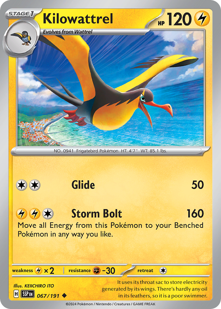 Kilowattrel - 67/191 - Normal - NM - Uncommon - Surging Sparks