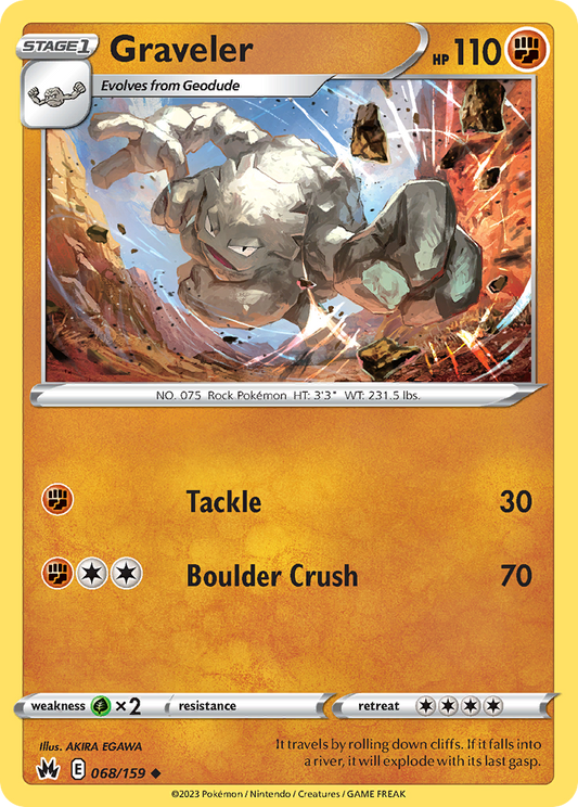 Graveler - 68/159 - Normal - NM - Uncommon - Crown Zenith