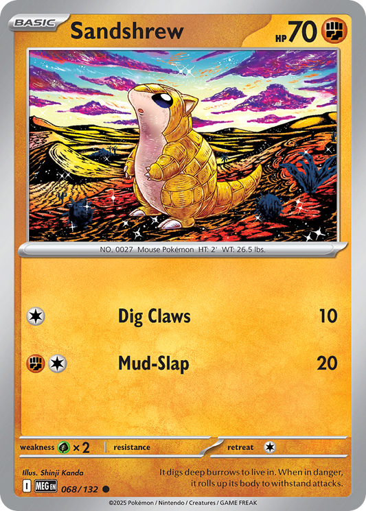 Sandshrew - 68/132 - Reverse Holofoil - NM - Common - Mega Evolution