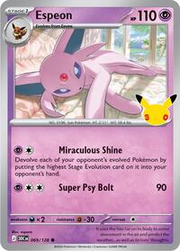 Espeon - 69/128 - Holofoil - NM - Common - 30th Celebration