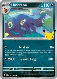 Umbreon - 91/128 - Holofoil - NM - Common - 30th Celebration