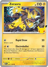 Zeraora - 57/128 - Holofoil - NM - Common - 30th Celebration