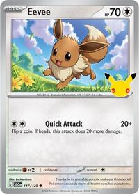 Eevee - 117/128 - Holofoil - NM - Common - 30th Celebration