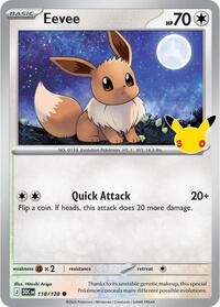 Eevee - 118/128 - Holofoil - NM - Common - 30th Celebration