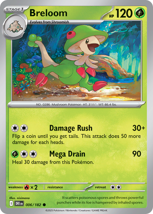 Breloom - 6/182 - Reverse Holofoil - NM - Common - Destined Rivals