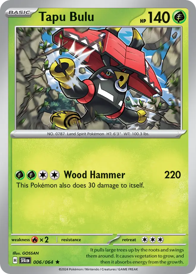 Tapu Bulu - 6/64 - Reverse Holofoil - NM - Rare - Shrouded Fable