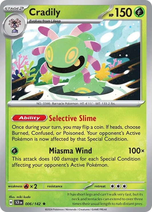 Cradily - 6/142 - Reverse Holofoil - NM - Rare - Stellar Crown
