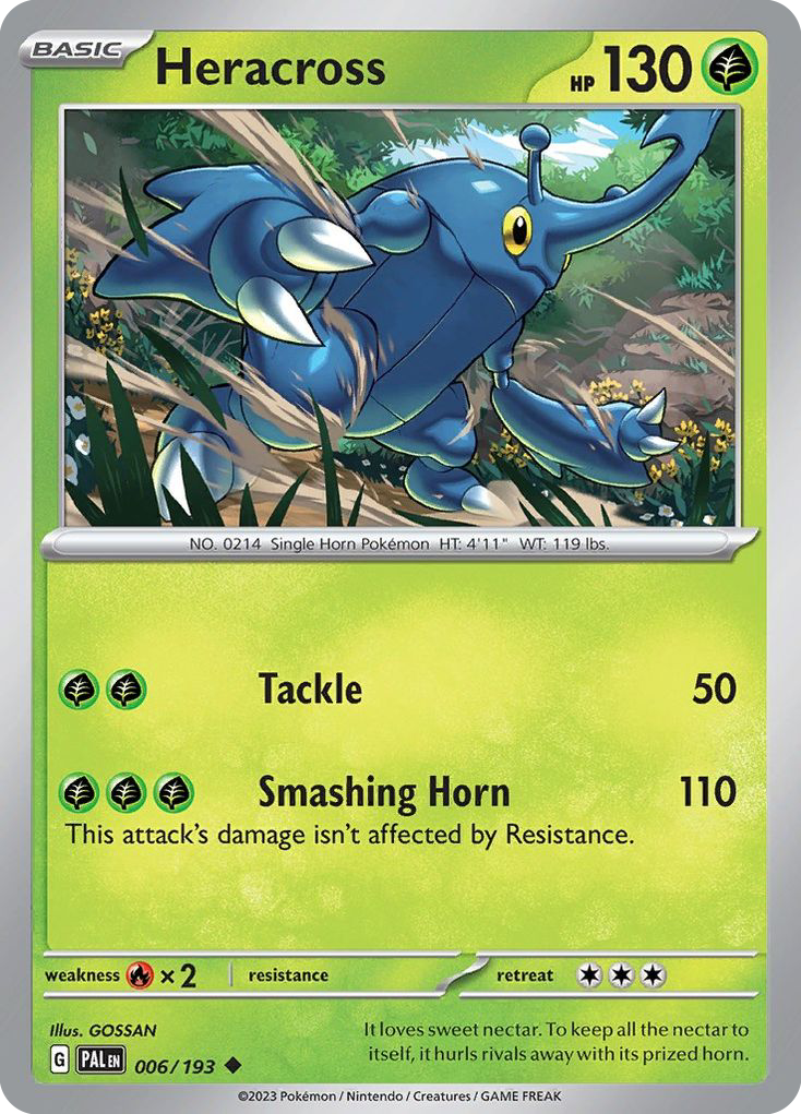 Heracross - 6/193 - Reverse Holofoil - NM - Uncommon - Paldea Evolved