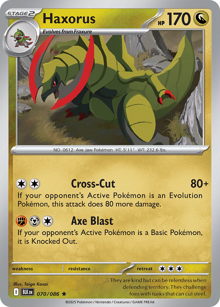 Haxorus - 70/86 - Reverse Holofoil - NM - Rare - Black Bolt