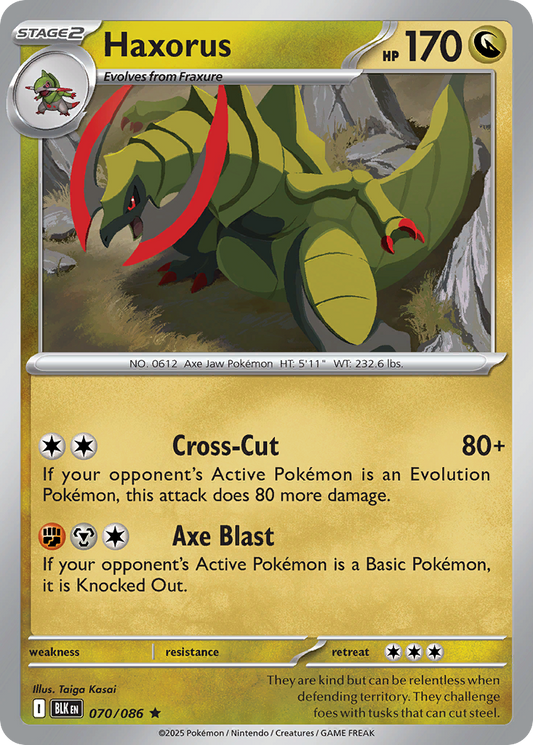 Haxorus - 70/86 - Reverse Holofoil - NM - Rare - Black Bolt