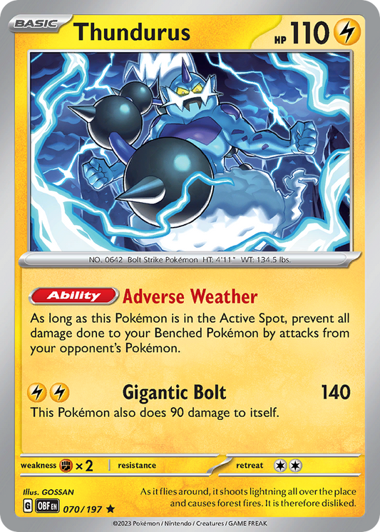 Thundurus - 70/197 - Holofoil - NM - Rare - Obsidian Flames