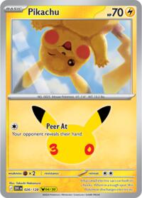 Pikachu - 26/128 - Holofoil - NM - Pikachu Rare - 30th Celebration