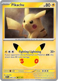 Pikachu - 49/128 - Holofoil - NM - Pikachu Rare - 30th Celebration