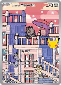 Galarian Meowth - 141/128 - Holofoil - NM - Illustration Rare - 30th Celebration