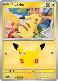 Pikachu - 31/128 - Holofoil - NM - Pikachu Rare - 30th Celebration