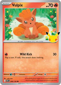 Vulpix - 9/128 - Holofoil - NM - Common - 30th Celebration