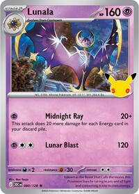 Lunala - 80/128 - Holofoil - NM - Rare - 30th Celebration