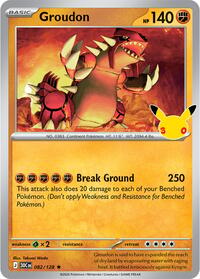 Groudon - 82/128 - Holofoil - NM - Rare - 30th Celebration