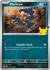Murkrow - 93/128 - Holofoil - NM - Common - 30th Celebration
