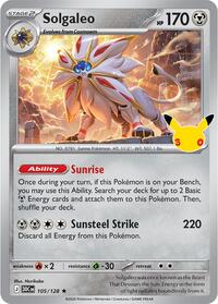 Solgaleo - 105/128 - Holofoil - NM - Rare - 30th Celebration