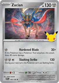 Zacian - 106/128 - Holofoil - NM - Rare - 30th Celebration