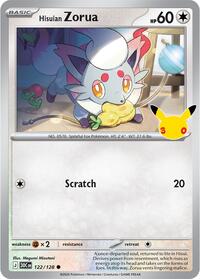 Hisuian Zorua - 122/128 - Holofoil - NM - Common - 30th Celebration