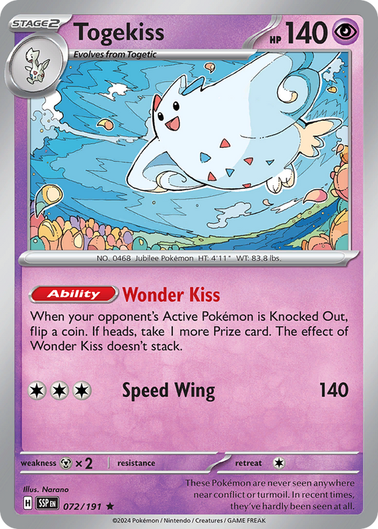Togekiss - 72/191 - Reverse Holofoil - NM - Rare - Surging Sparks