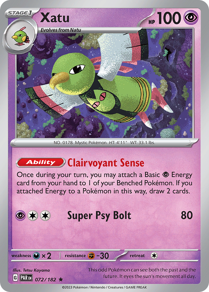 Xatu - 72/182 - Holofoil - NM - Rare - Paradox Rift