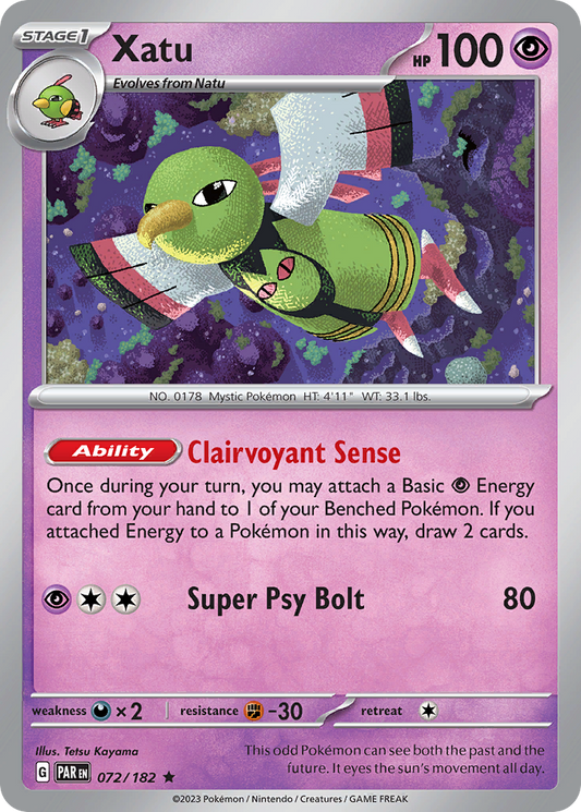 Xatu - 72/182 - Holofoil - NM - Rare - Paradox Rift