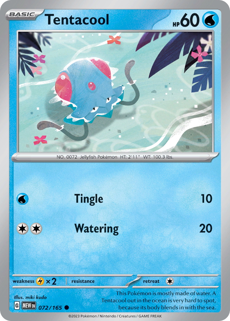 Tentacool - 72/165 - Reverse Holofoil - NM - Common - 151