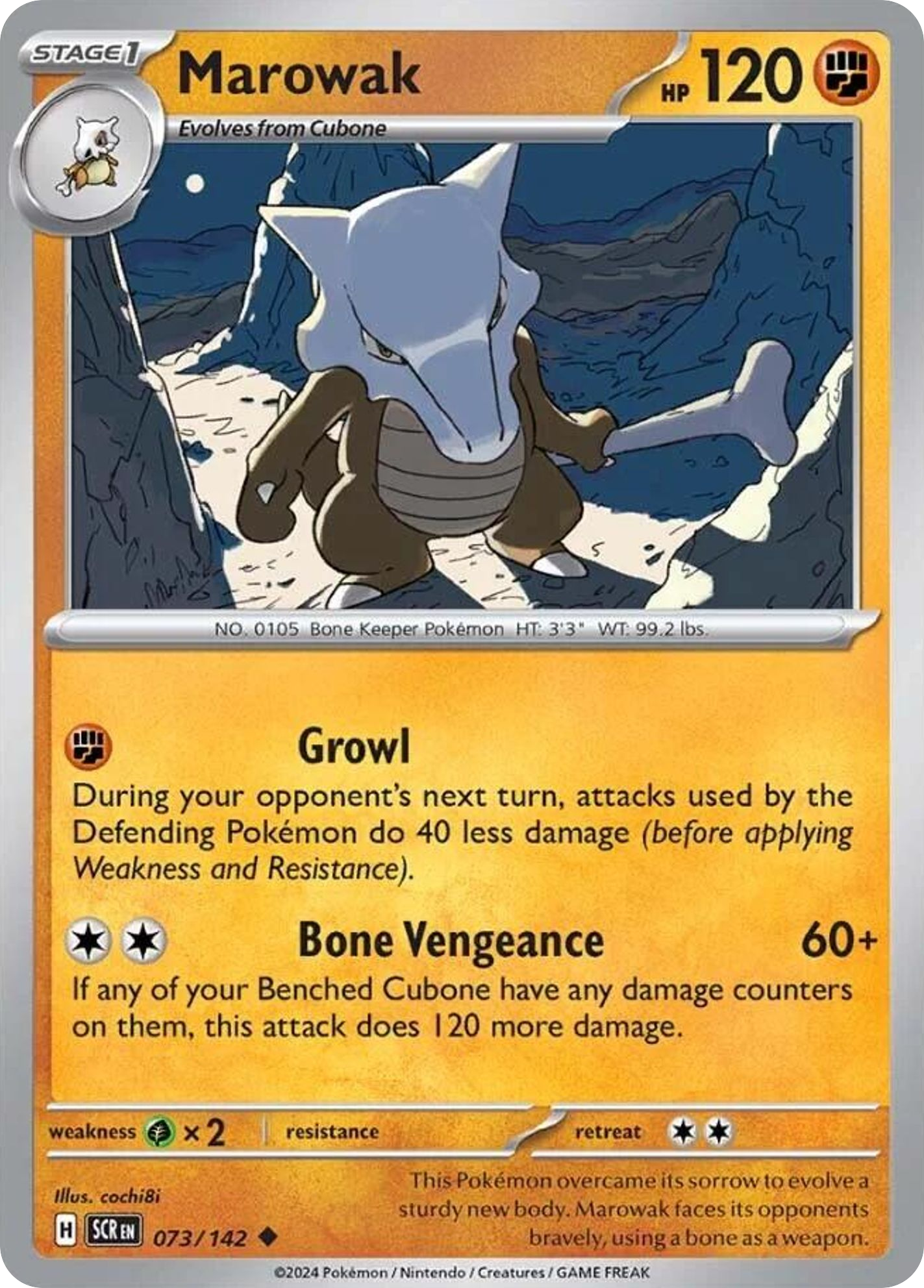 Marowak - 73/142 - Reverse Holofoil - NM - Uncommon - Stellar Crown