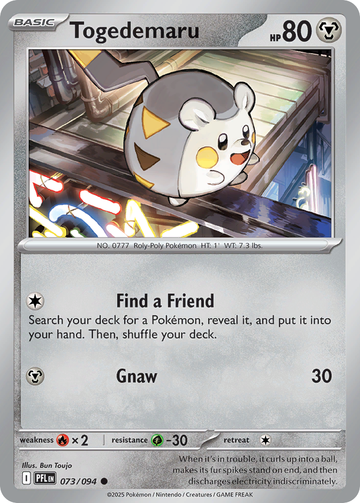 Togedemaru - 73/94 - Reverse Holofoil - NM - Common - Phantasmal Flames