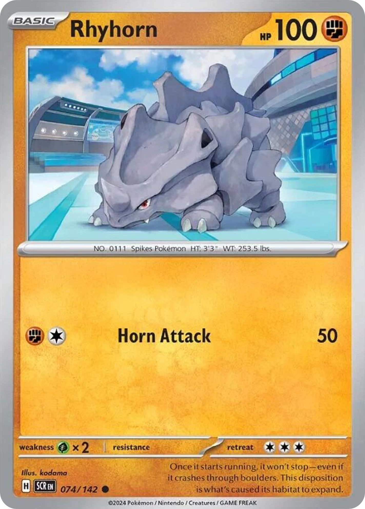 Rhyhorn - 74/142 - Reverse Holofoil - NM - Common - Stellar Crown