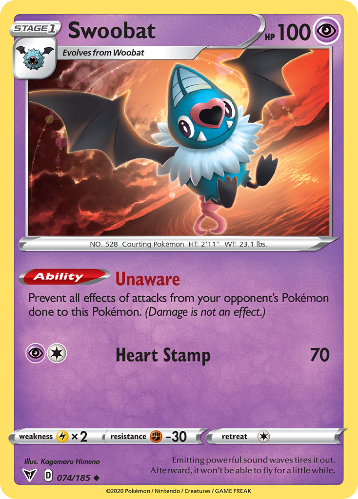 Swoobat - 74/185 - Normal - NM - Uncommon - Vivid Voltage