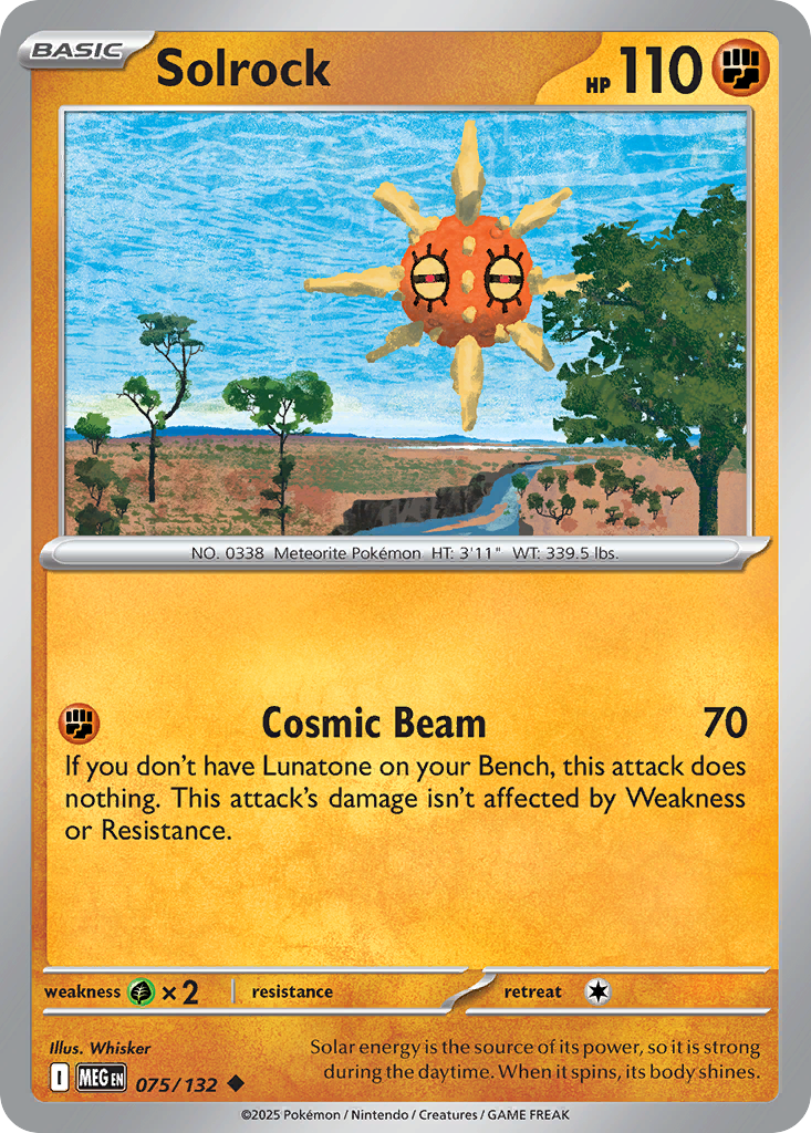 Solrock - 75/132 - Reverse Holofoil - NM - Uncommon - Mega Evolution