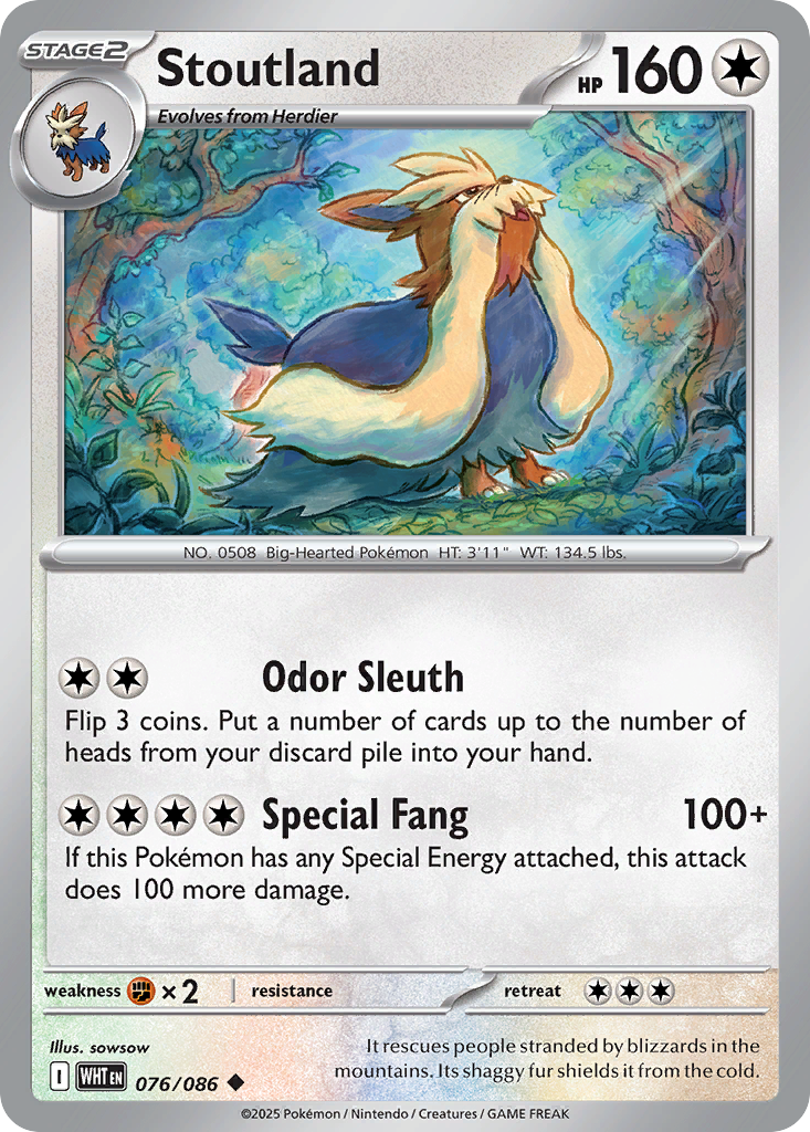 Stoutland - 76/86 - Normal - NM - Uncommon - White Flare
