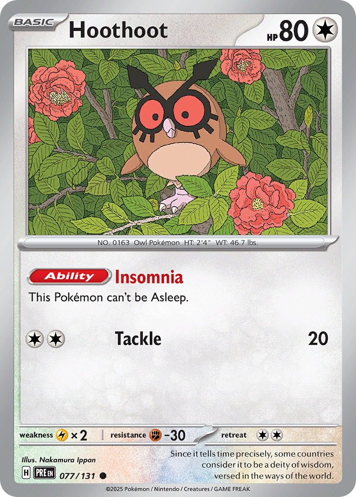 Hoothoot - 77/131 - Normal - NM - Common - Prismatic Evolutions