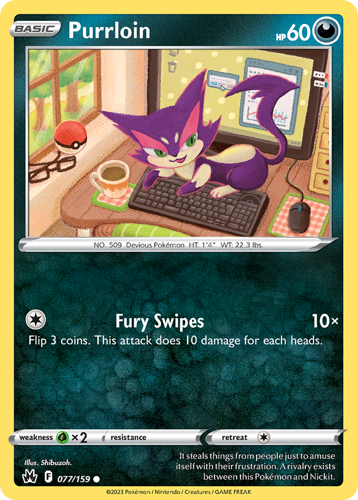 Purrloin - 77/159 - Normal - NM - Common - Crown Zenith