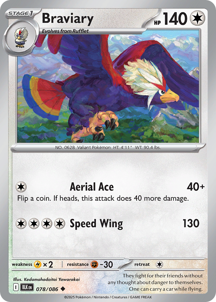 Braviary - 78/86 - Normal - NM - Uncommon - Black Bolt
