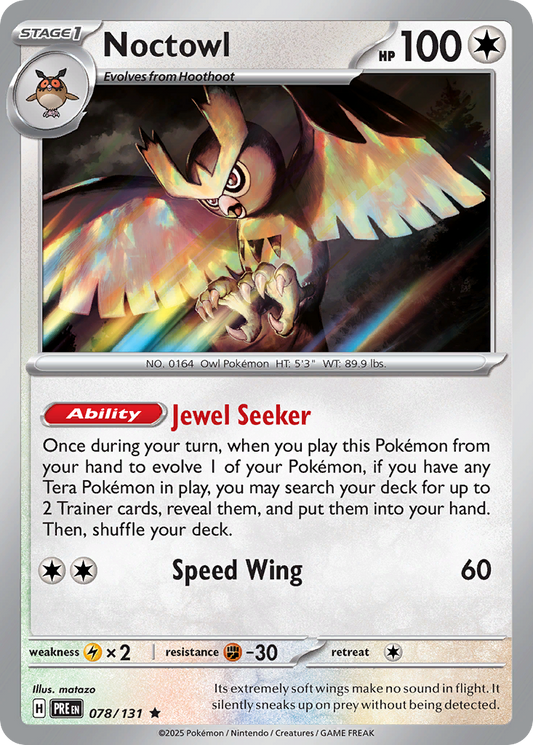 Noctowl - 78/131 - Holofoil - NM - Rare - Prismatic Evolutions
