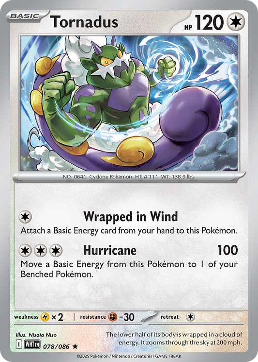 Tornadus - 78/86 - Holofoil - NM - Rare - White Flare