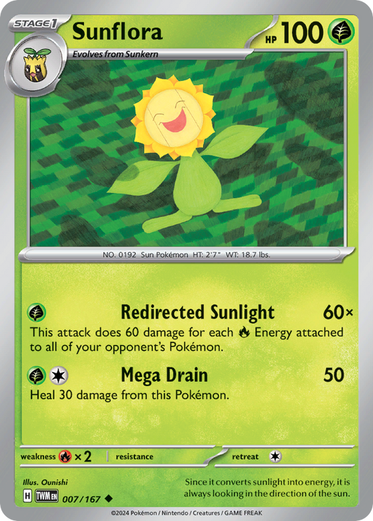 Sunflora - 7/167 - Reverse Holofoil - NM - Uncommon - Twilight Masquerade
