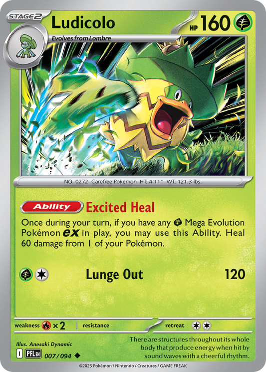 Ludicolo - 7/94 - Reverse Holofoil - NM - Uncommon - Phantasmal Flames