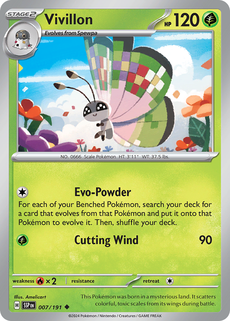 Vivillon - 7/191 - Normal - NM - Uncommon - Surging Sparks