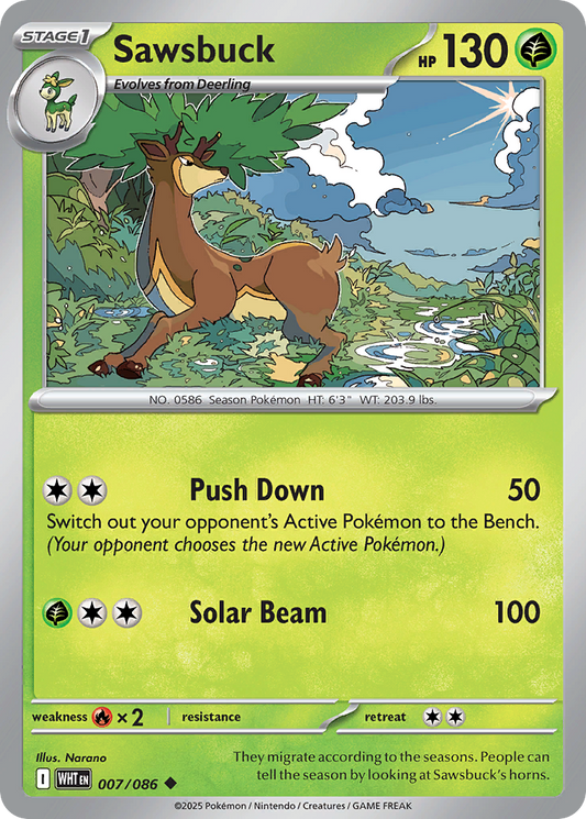 Sawsbuck - 7/86 - Reverse Holofoil - NM - Uncommon - White Flare