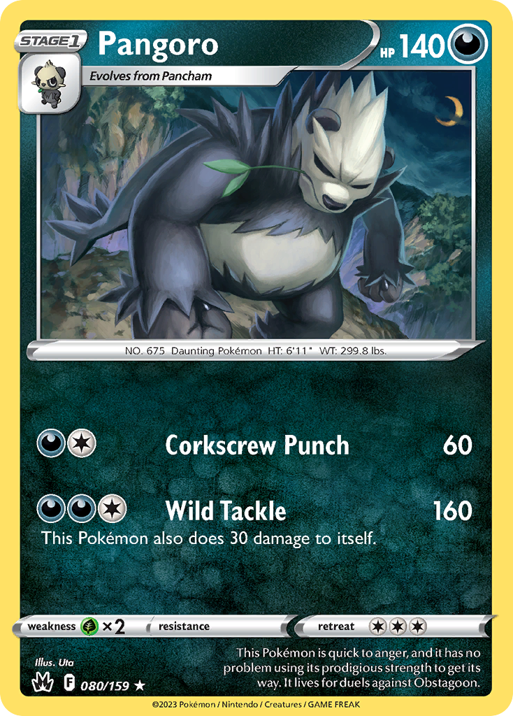 Pangoro - 80/159 - Normal - NM - Rare - Crown Zenith