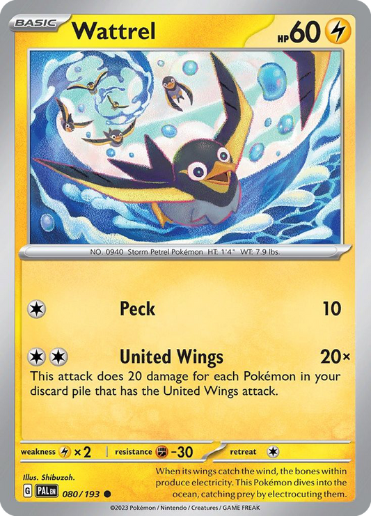 Wattrel - 80/193 - Reverse Holofoil - NM - Common - Paldea Evolved
